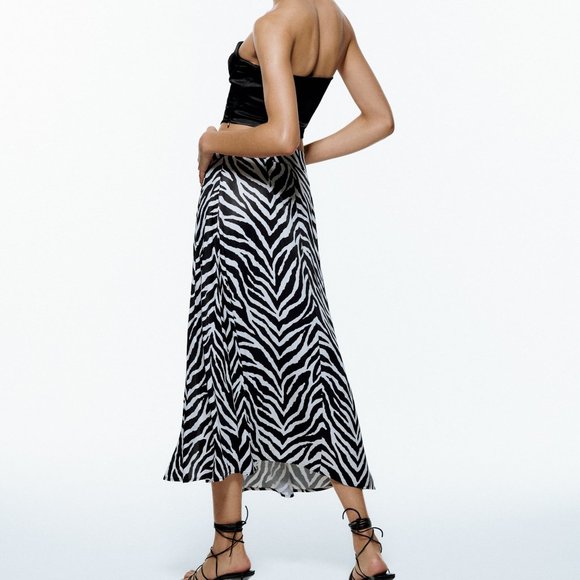 NWT Zara Animal Print Midi Skirt - Picture 7 of 10